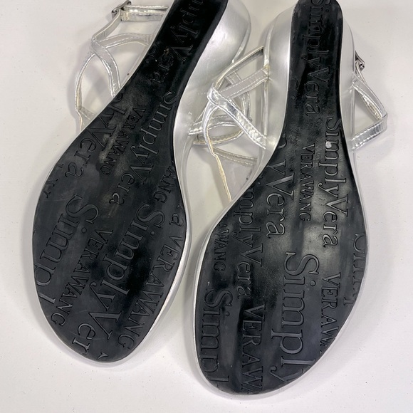 SIMPLY VERA/VERA WANG Serena Silver Metallic Jeweled Wedge Sandals-9 - Picture 6 of 6